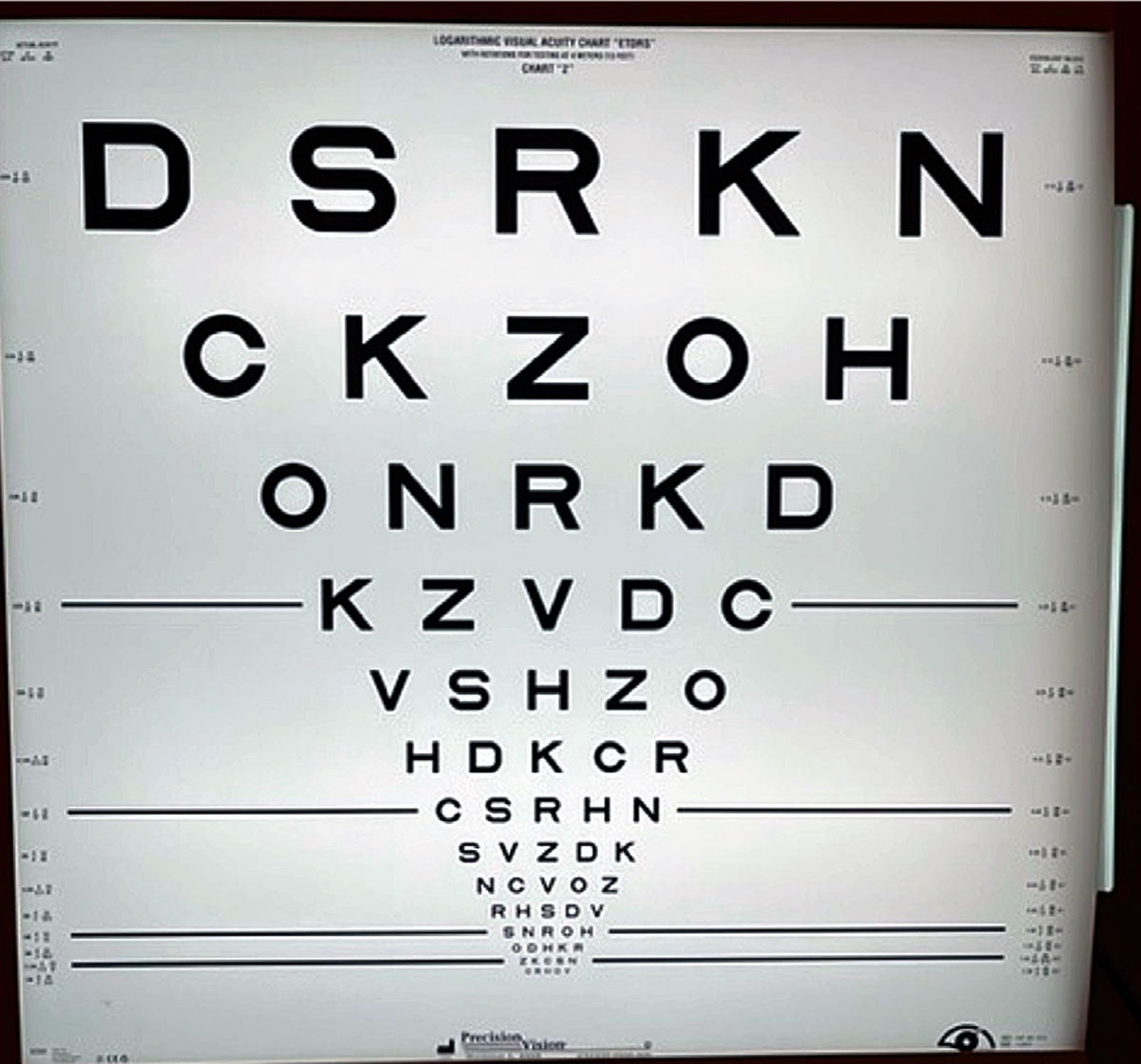 Fig. 1. The ETDRS logMAR chart can measure VA at distance. 