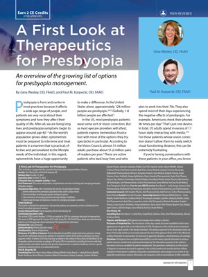 A First Look at Therapeutics for Presbyopia